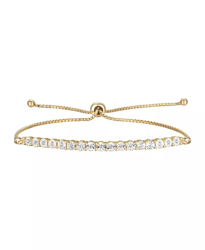 Diamond Bolo Bracelet (1/10 ct. t.w.) in Sterling Silver, 14k Gold-Pla