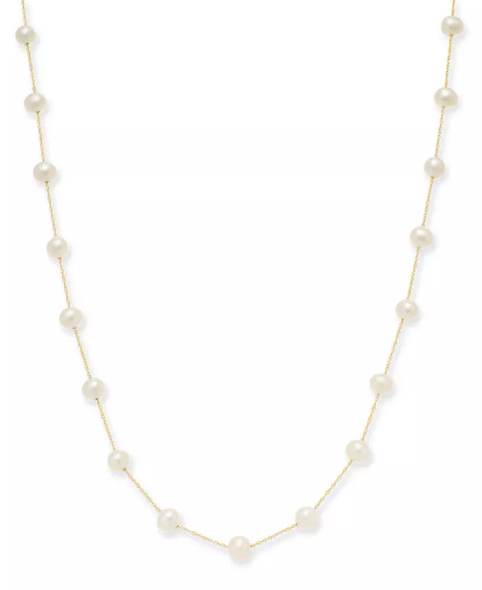 EFFY® Cultured Freshwater Pearl Station 18" Necklace in 14k Gold (5-1/