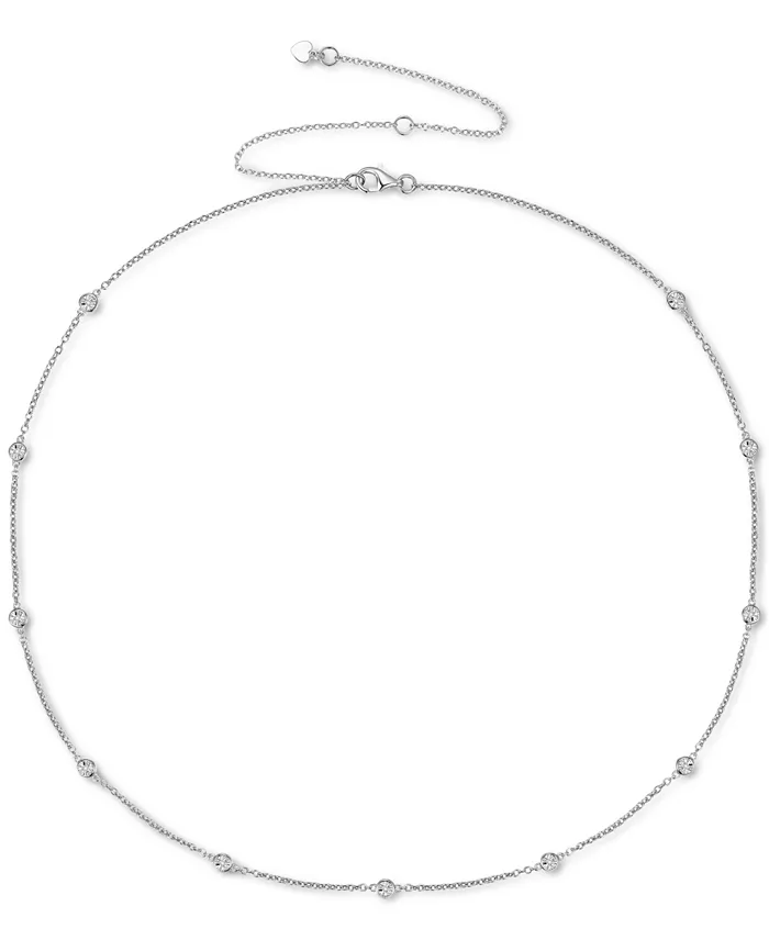 Diamond Bezel Necklace (1/10 ct. t.w.) in Sterling Silver, 14k Gold-Pl
