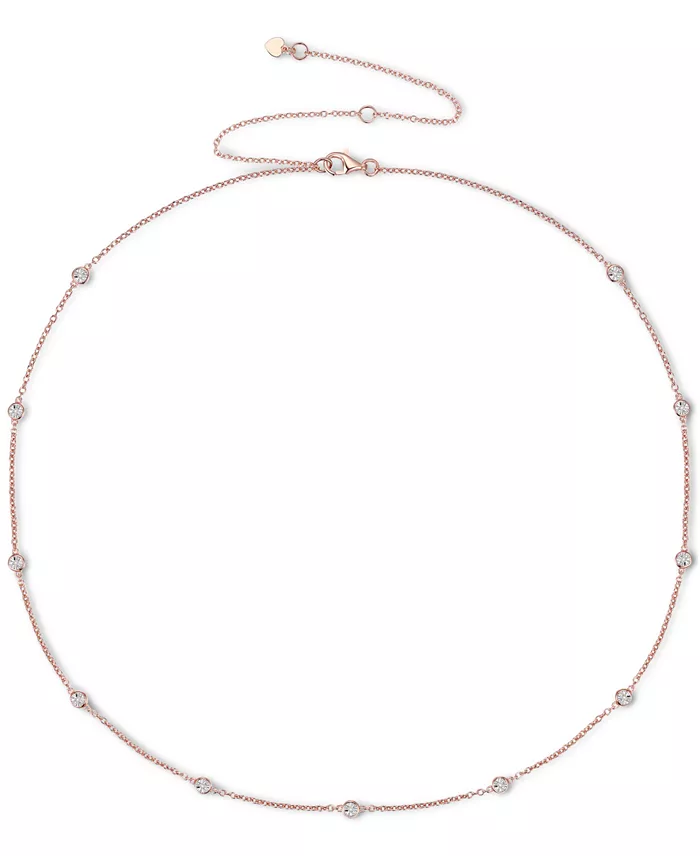 Diamond Bezel Necklace (1/10 ct. t.w.) in Sterling Silver, 14k Gold-Pl
