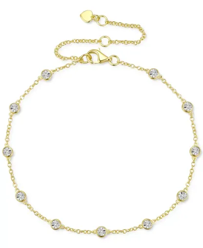 Diamond Bezel Chain Bracelet (1/10 ct. t.w.) in Sterling Silver, 14k Gold-Plated Sterling Silver or 14k Rose Gold-Plated Sterling Silver