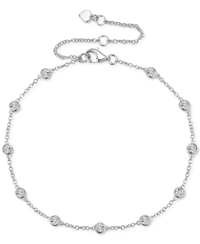 Diamond Bezel Chain Bracelet (1/10 ct. t.w.) in Sterling Silver, 14k G