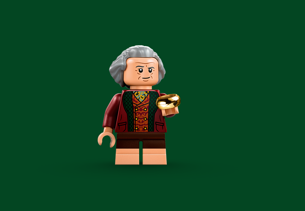 Close up of Bilbo in brick form.