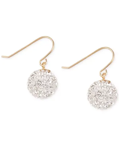 Crystal Pavé Ball Drop Earrings in 10k Gold
