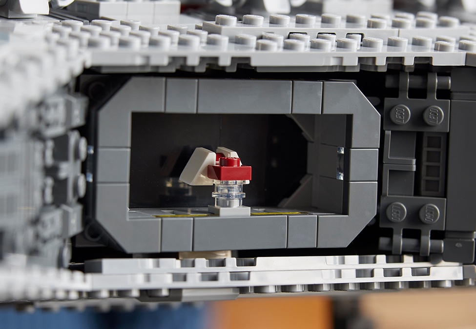 Small star ship model in the hangar of the larger model