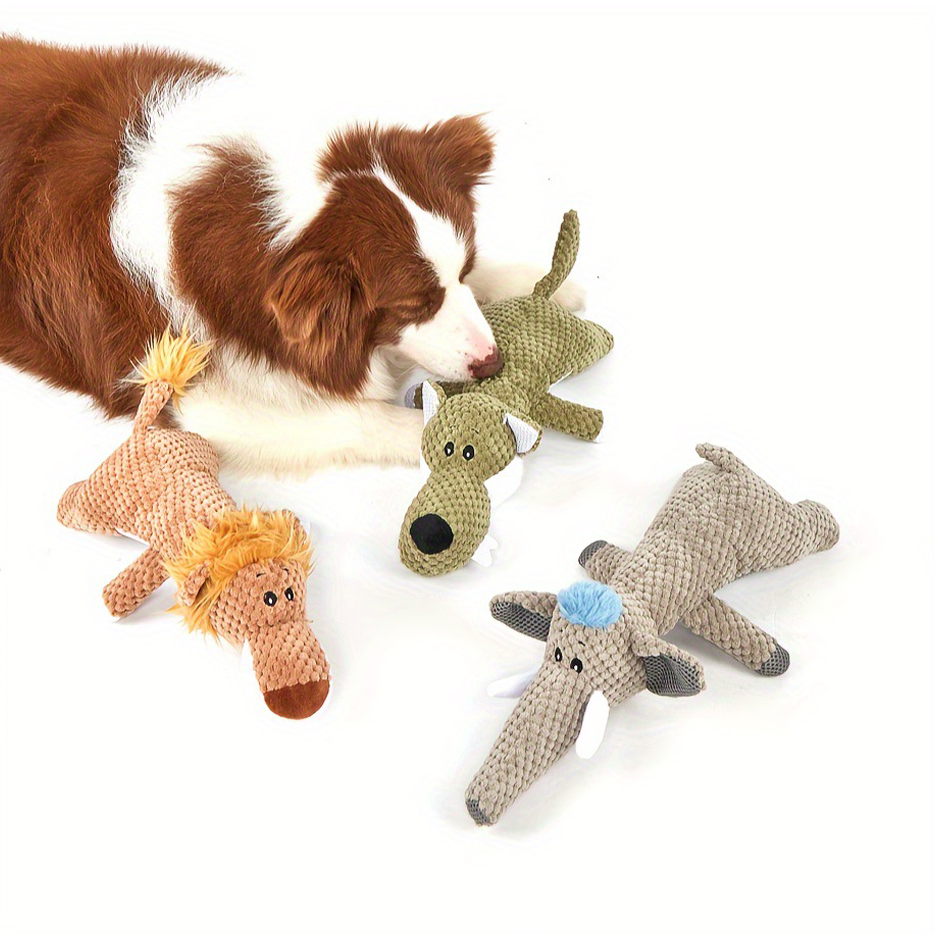 2024 hot new dog vocal toys, large and small dog toys, cartoon lion elephant wolf molar pet toys