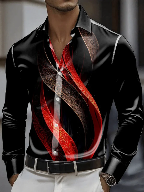 Men's Satin Luxe Long Sleeve Button Down Shirt