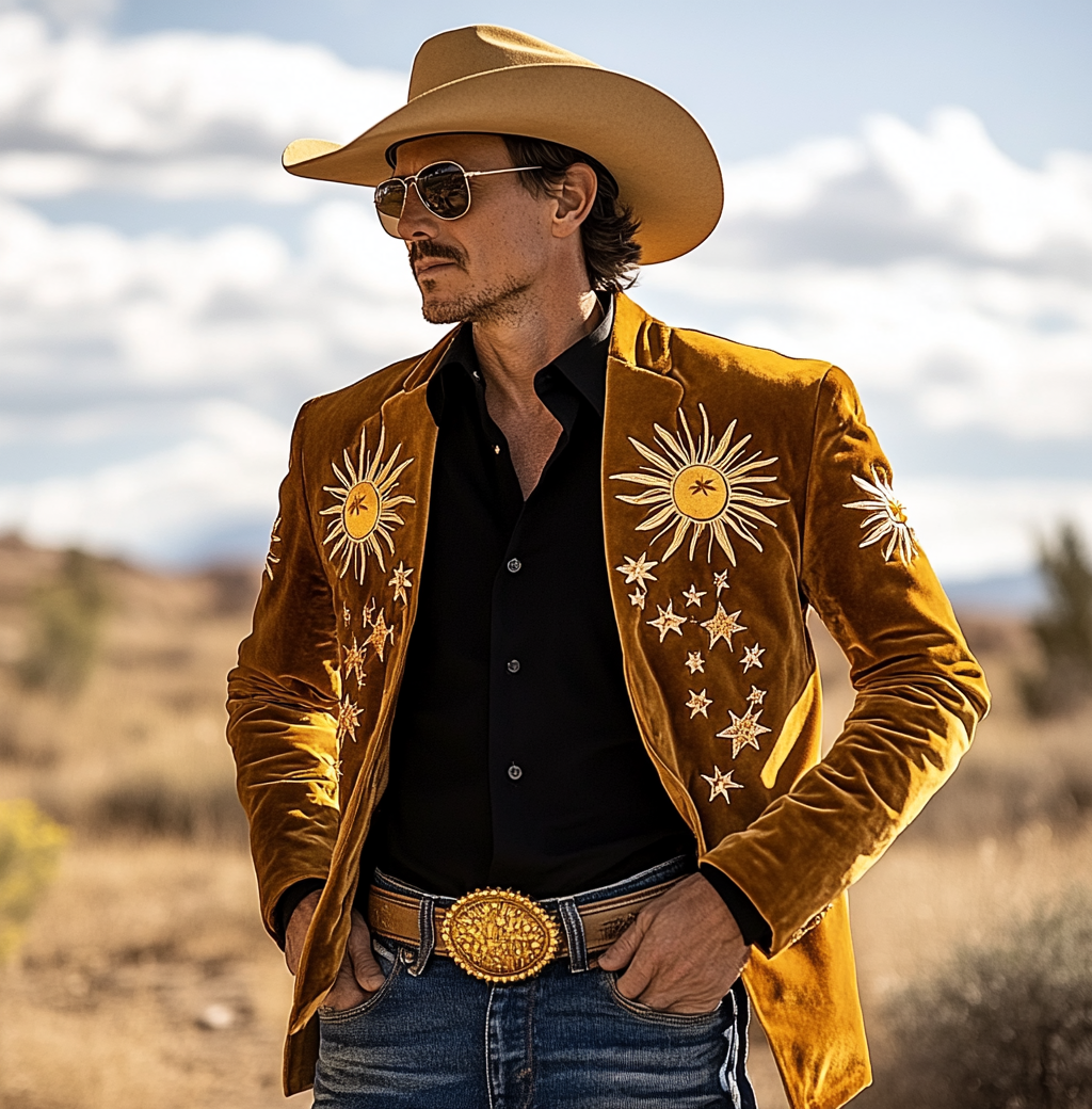 Men American Western Suit Outdoor Jacket Blazer