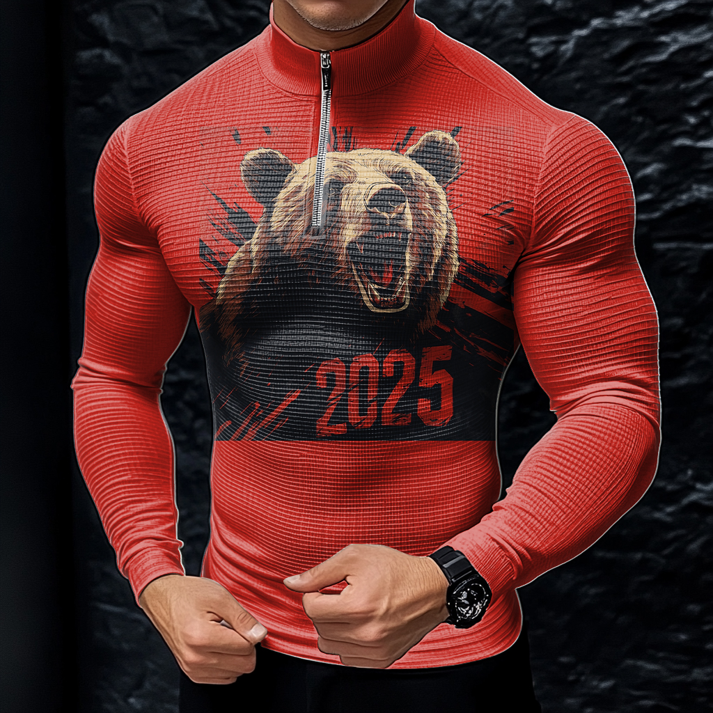 Perfect fashion comfort slim-fit top  high-neck half-zip jacket sweatshirt outdoor daily sports  waffle polo pullover shirt 