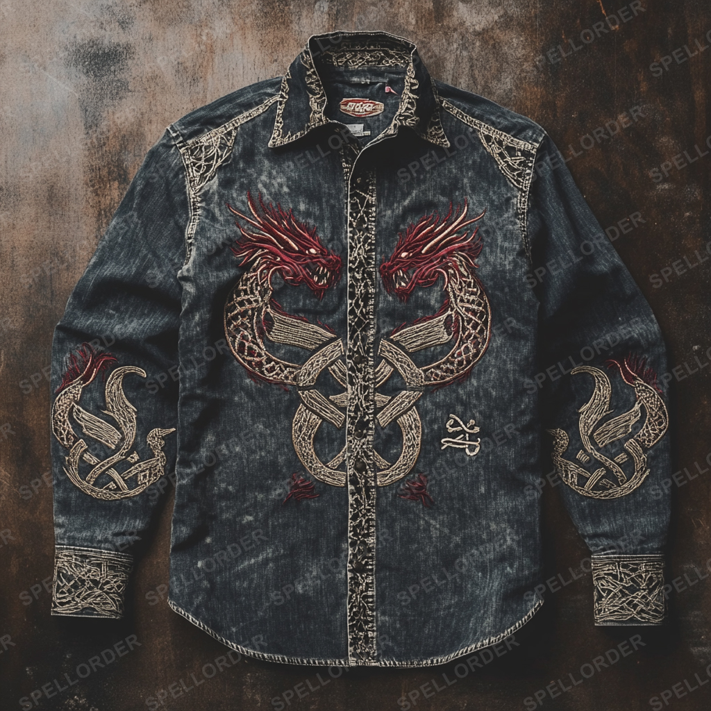 High end comfortable Retro Water-washed viking style leisure vacation long sleeve shirt