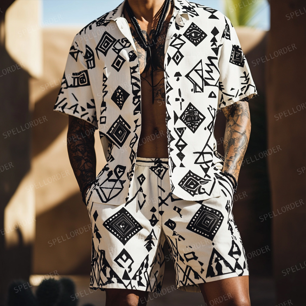 Best Comfort Luxe Soft Stretch Vacation Casual Hawaii Shirt Two Piece Set