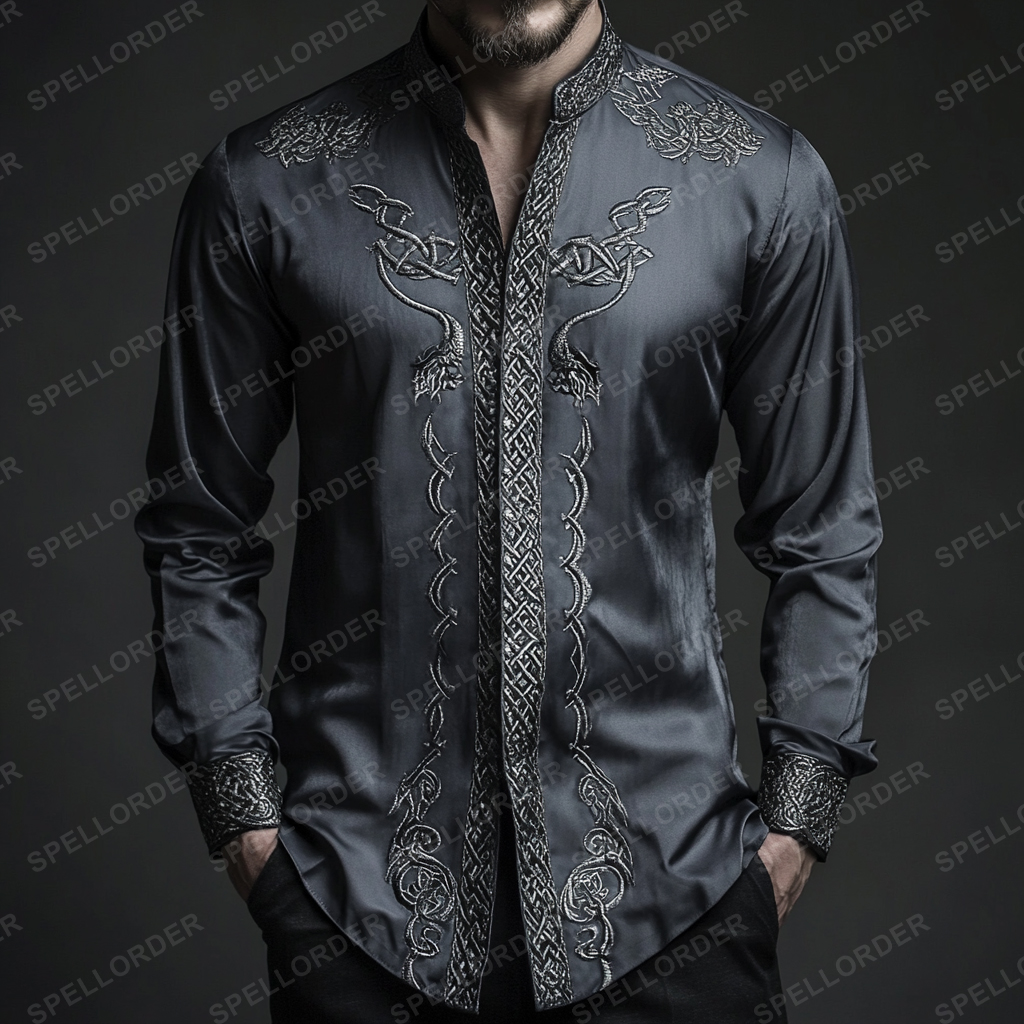 Luxury classic viking style outdoor vacation business casual long sleeve shirt