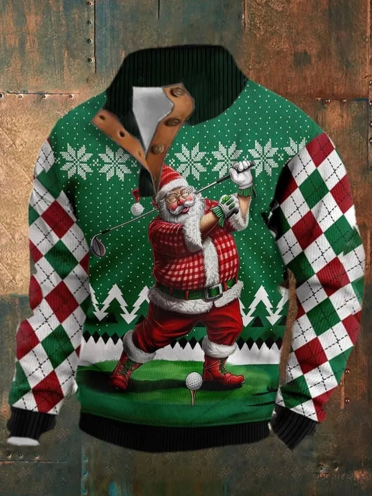 Christmas Holiday Quarter Button Stand Collar Sweatshirts Warm Comfortable Camp Outdoor Pullover Sweatshirts