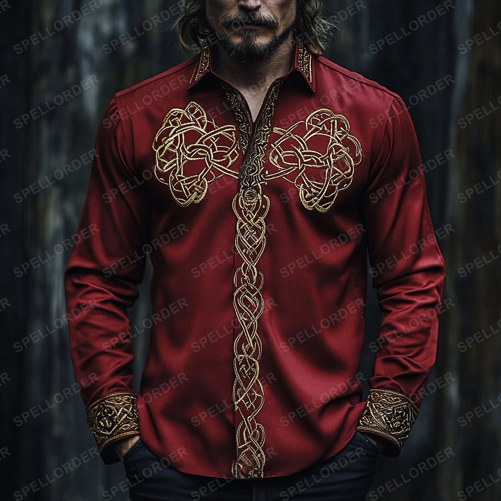 Luxury classic viking style outdoor vacation business casual long sleeve shirt