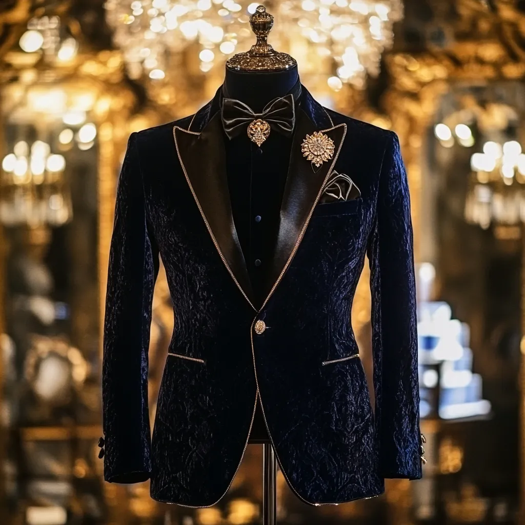 Men's Luxury Embroidery  Business Casual Fashion Blazer Jacket Suit  Jacke Anzug