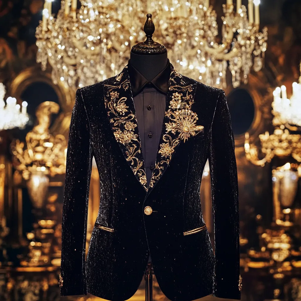 Men's Luxury Embroidery  Business Casual Fashion Blazer Jacket Suit  Jacke Anzug