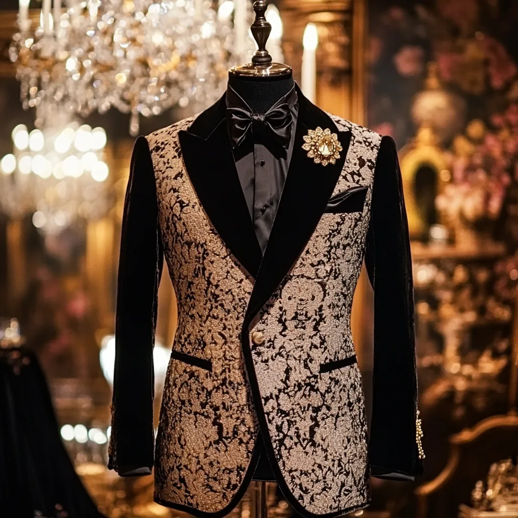 Men's Luxury Embroidery  Business Casual Fashion Blazer Jacket Suit  Jacke Anzug