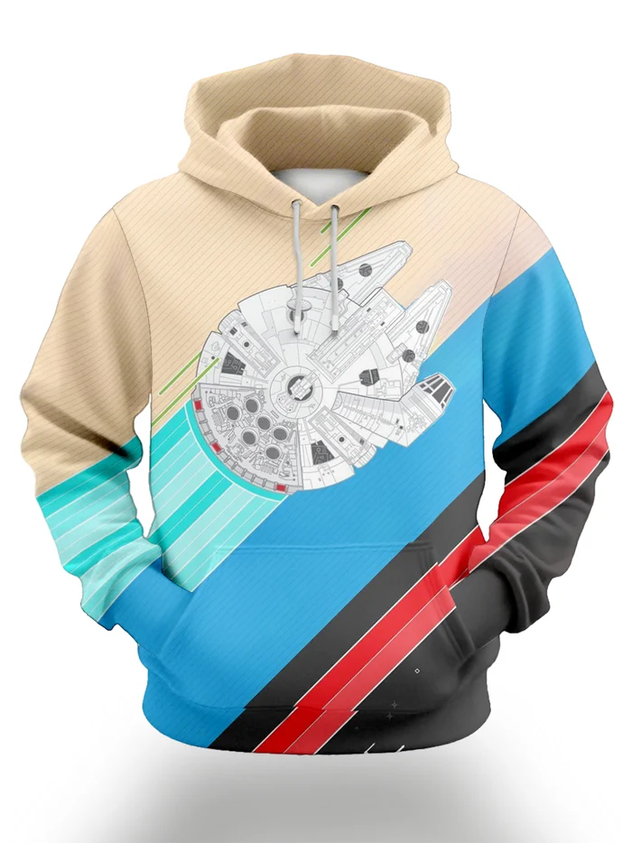Men's Casual Planet Art Print Hoodie