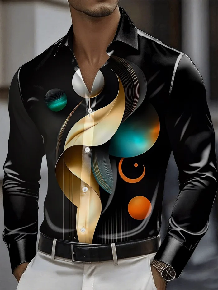 Men's Satin Luxe Long Sleeve Button Down Shirt