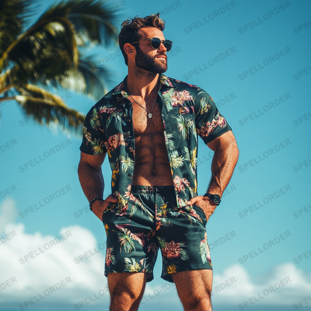 Supreme Comfort Luxe Soft Stretch Vacation Casual Hawaii Shirt Set
