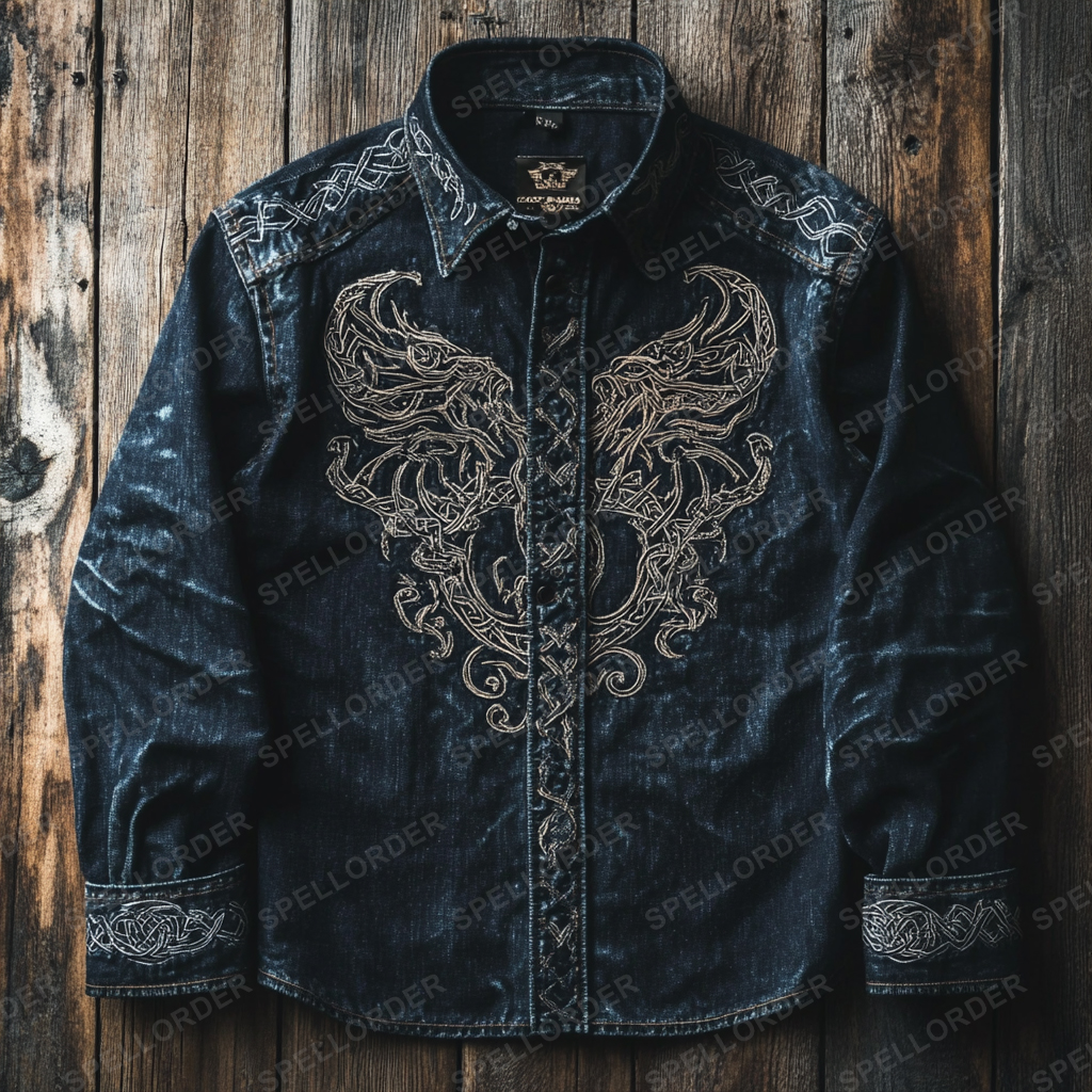 High end comfortable Retro Water-washed viking style leisure vacation long sleeve shirt