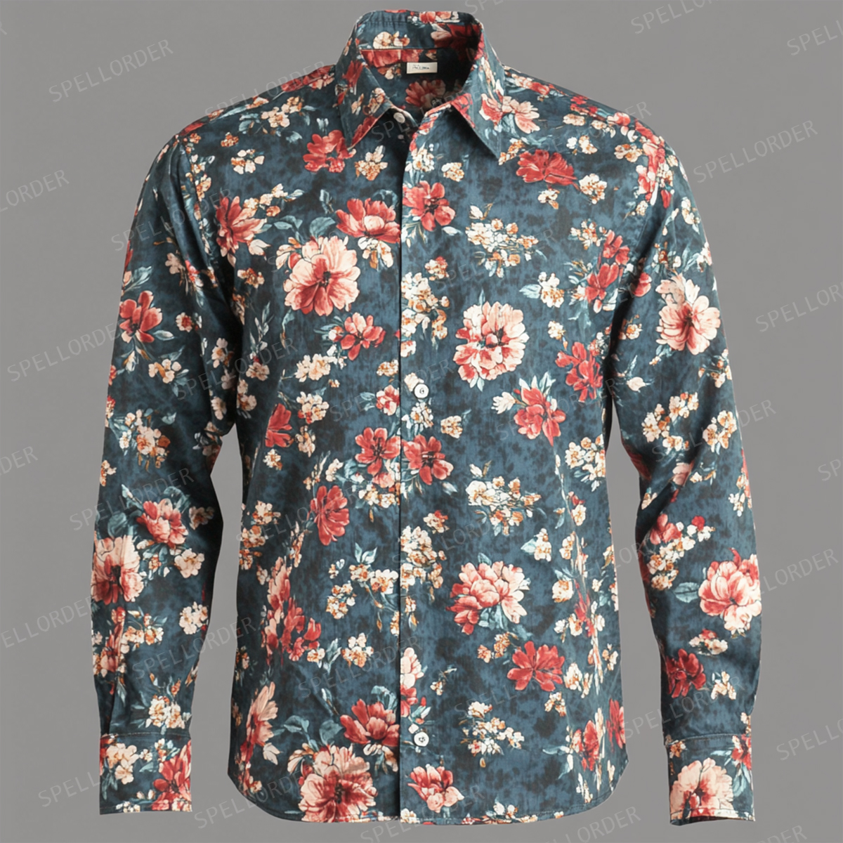 Spring Fashion Business Casual Floral Pattern Resort Shirt