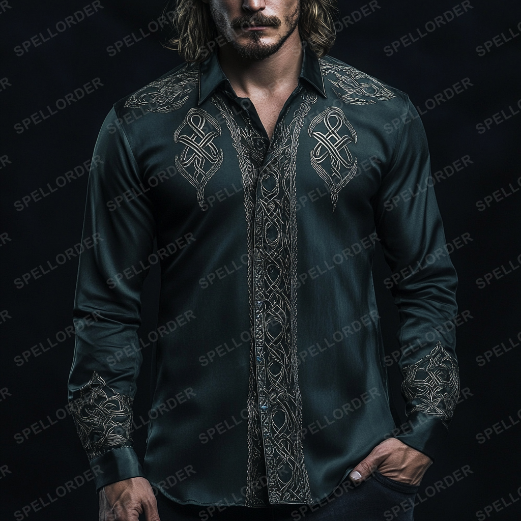 Luxury classic viking style outdoor vacation business casual long sleeve shirt
