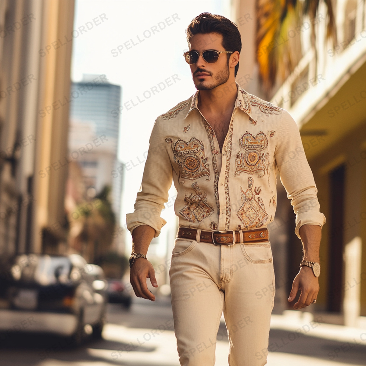 Men's Button Up Cotton Long Sleeve Shirt