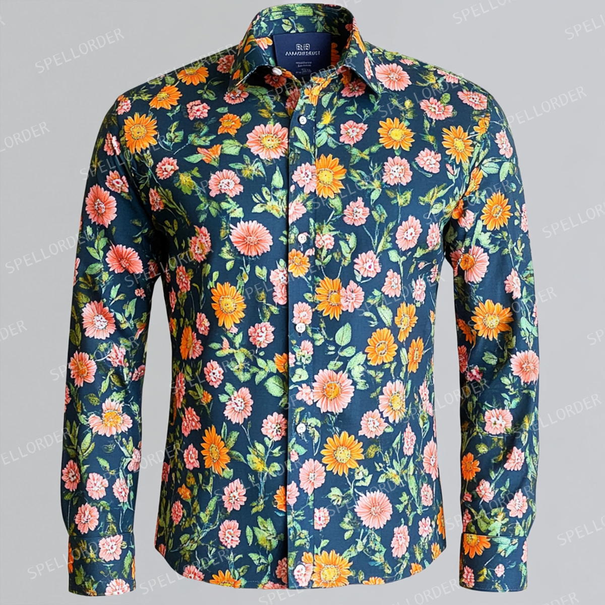 Spring Fashion Business Casual Floral Pattern Resort Shirt