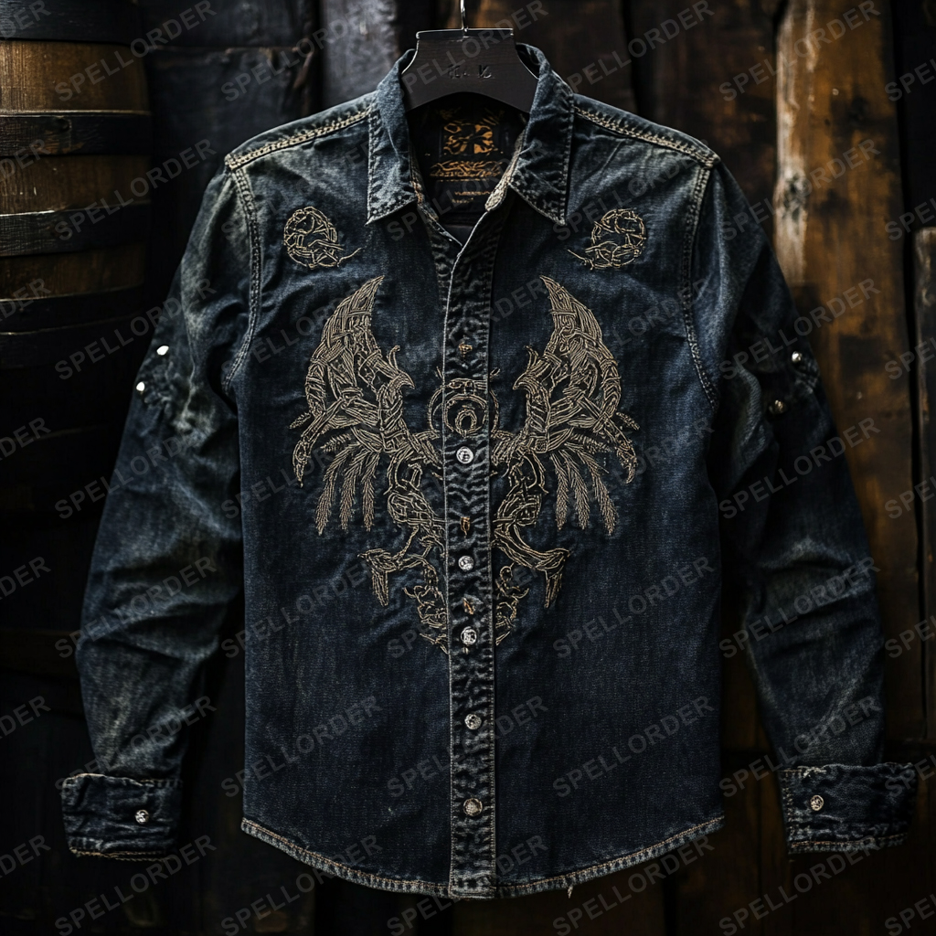 High end comfortable Retro Water-washed viking style leisure vacation long sleeve shirt