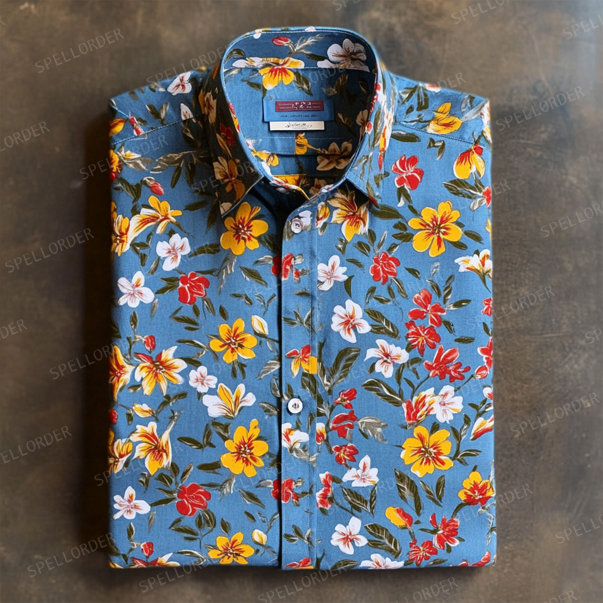 Spring Fashion Business Casual Floral Pattern Resort Shirt