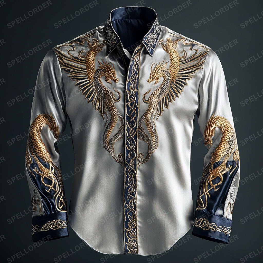 Luxury classic viking style outdoor vacation business casual long sleeve shirt