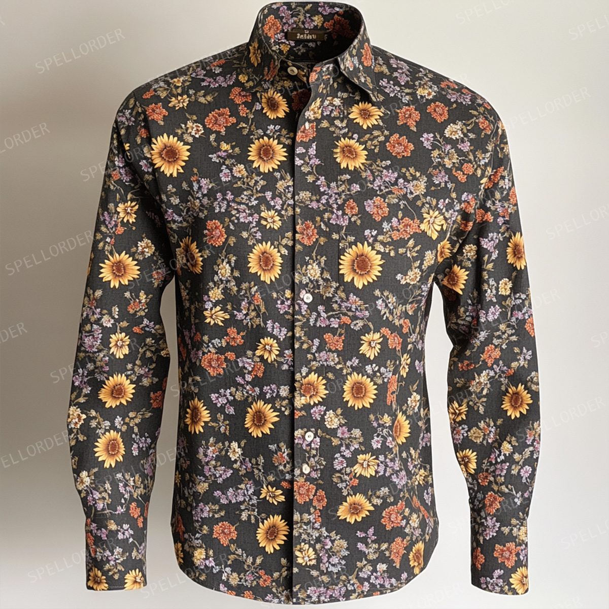 Spring Fashion Business Casual Floral Pattern Resort Shirt