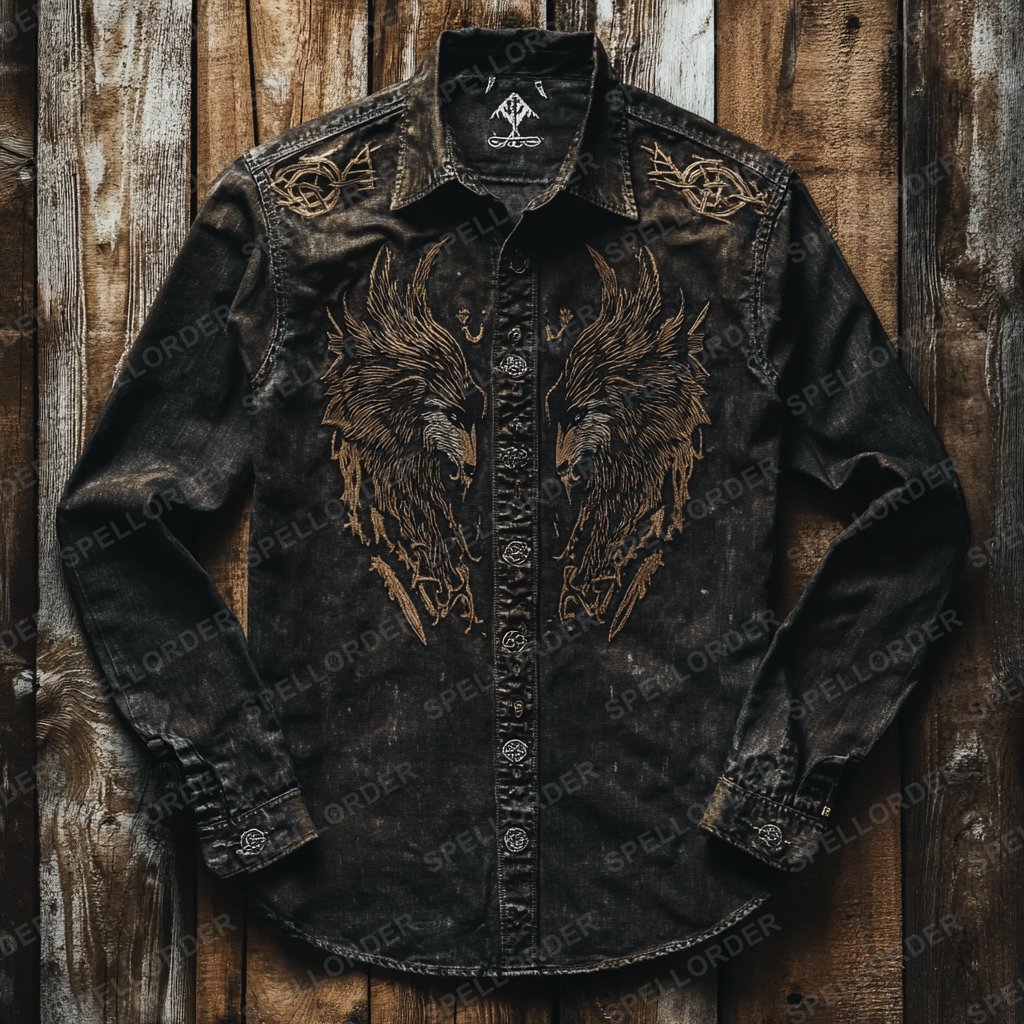 High end comfortable Retro Water-washed viking style leisure vacation long sleeve shirt