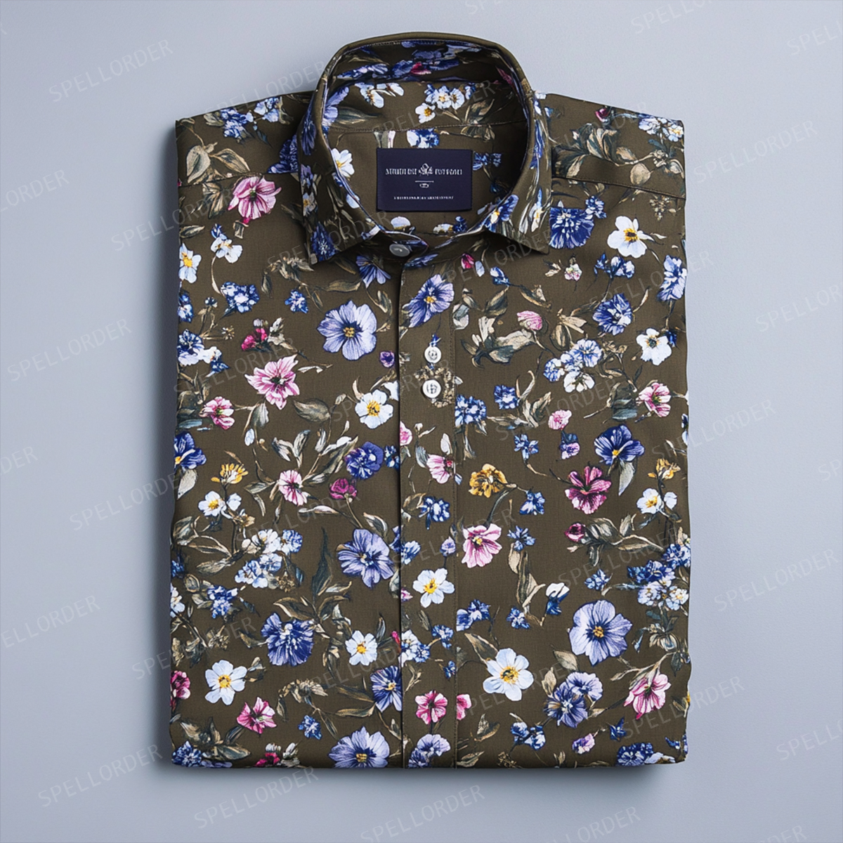 Spring Fashion Business Casual Floral Pattern Resort Shirt