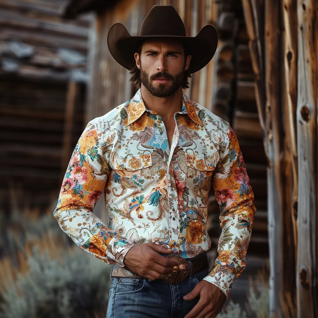 Retro American western cowboy shirt 