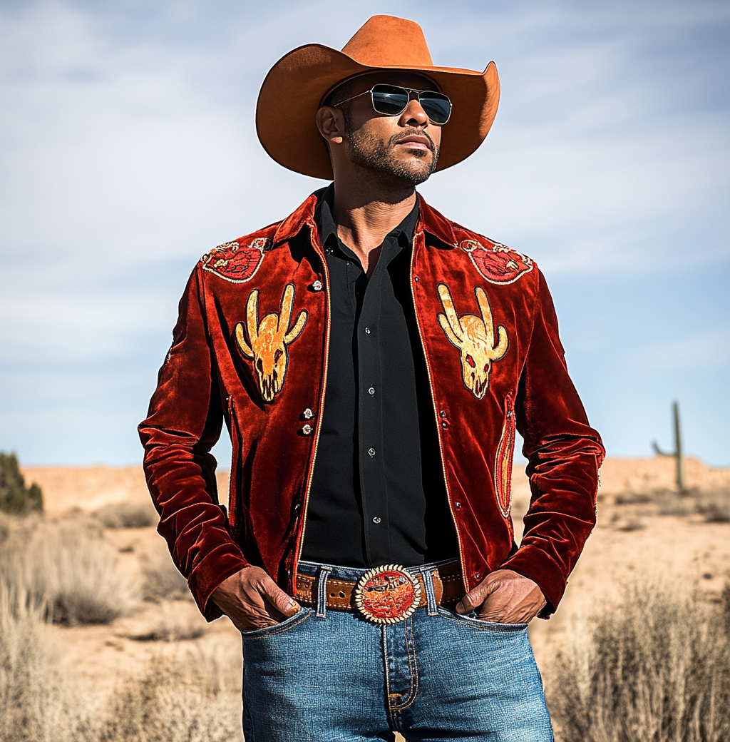 Men American Western Suit Outdoor Jacket Blazer