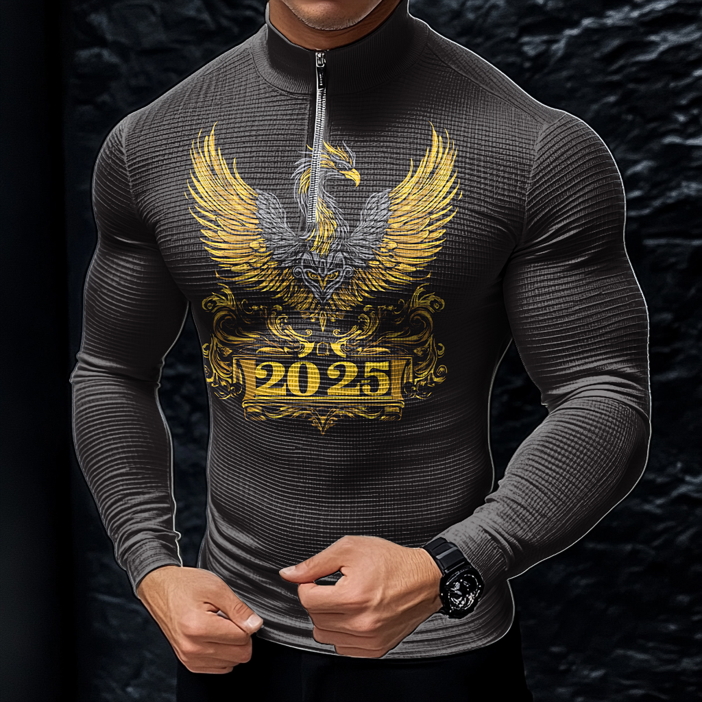 Perfect fashion comfort slim-fit top  high-neck half-zip jacket sweatshirt outdoor daily sports  waffle polo pullover shirt 