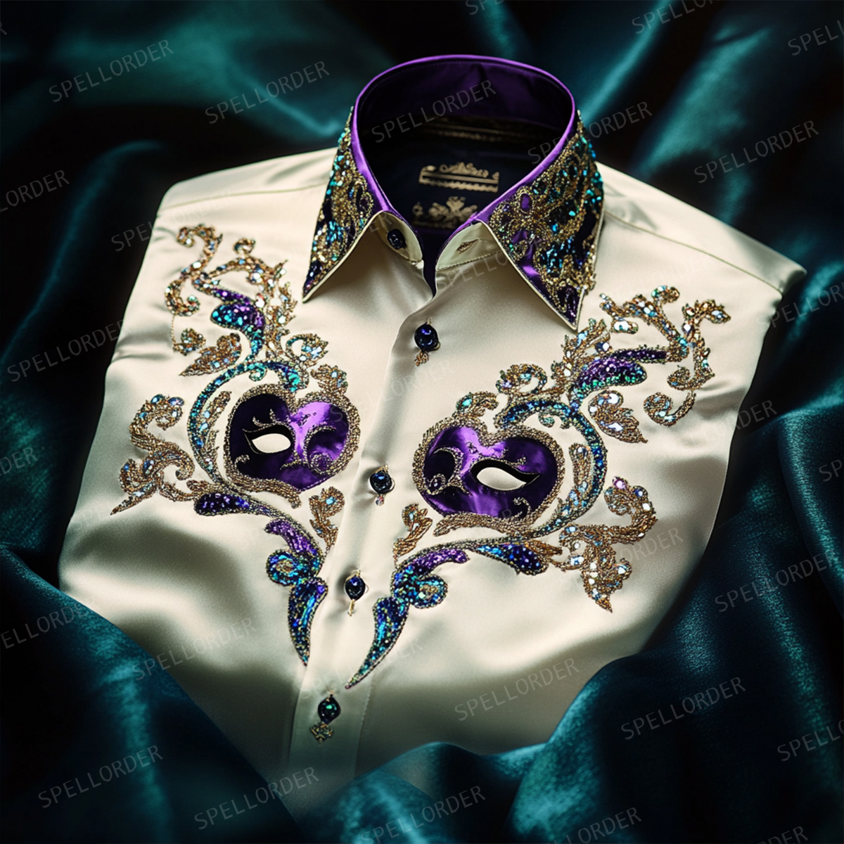 Men Elegance Luxurious Mardi Gras Shirt 