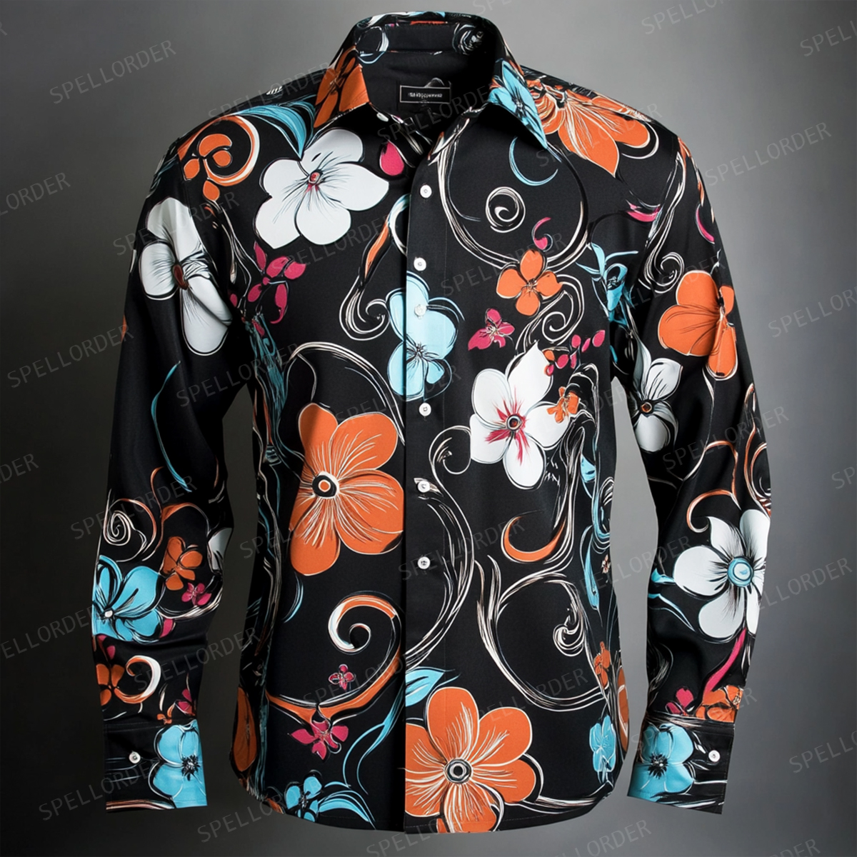 Spring Fashion Business Casual Floral Pattern Resort Shirt