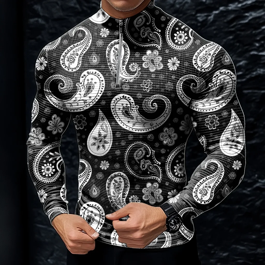 Perfect fashion comfort slim-fit top high-neck half-zip jacket sweatshirt outdoor daily sports  waffle polo pullover shirt 