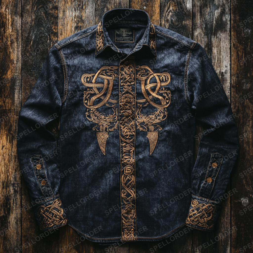 High end comfortable Retro Water-washed viking style leisure vacation long sleeve shirt