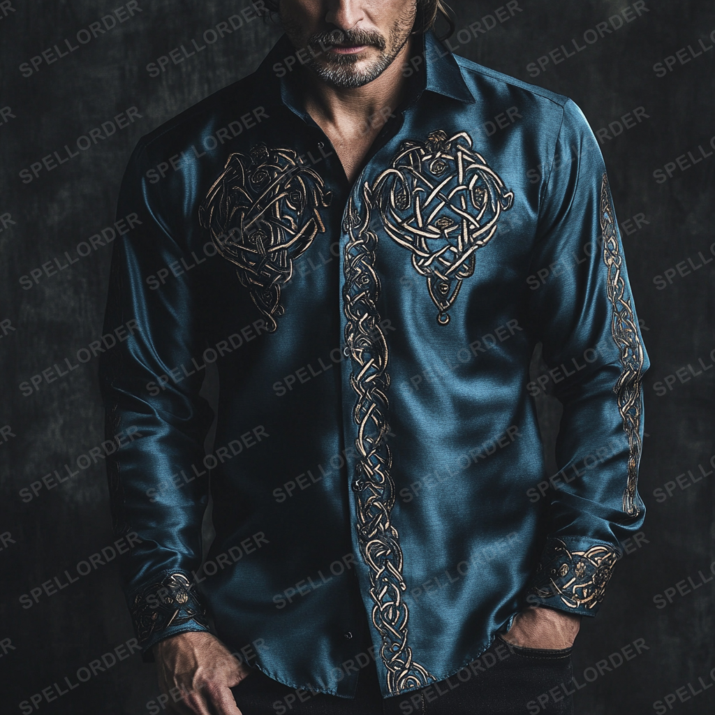 Luxury classic viking style outdoor vacation business casual long sleeve shirt