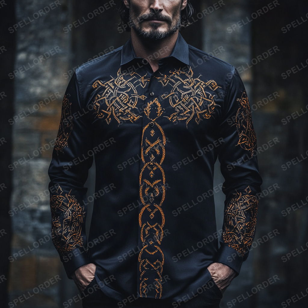 Luxury classic viking style outdoor vacation business casual long sleeve shirt