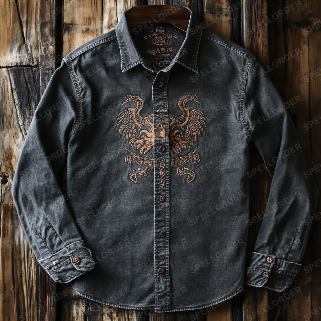 High end comfortable Retro Water-washed viking style leisure vacation long sleeve shirt