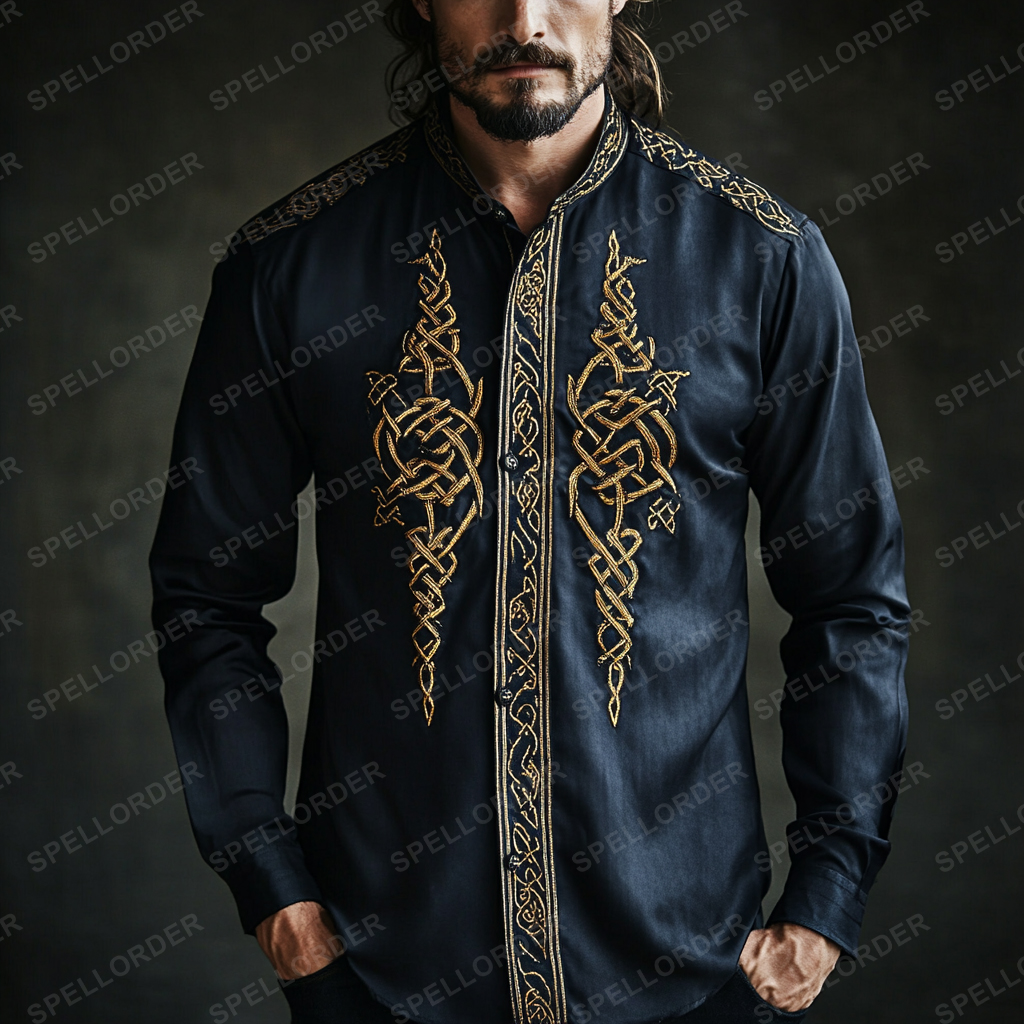 Luxury classic viking style outdoor vacation business casual long sleeve shirt