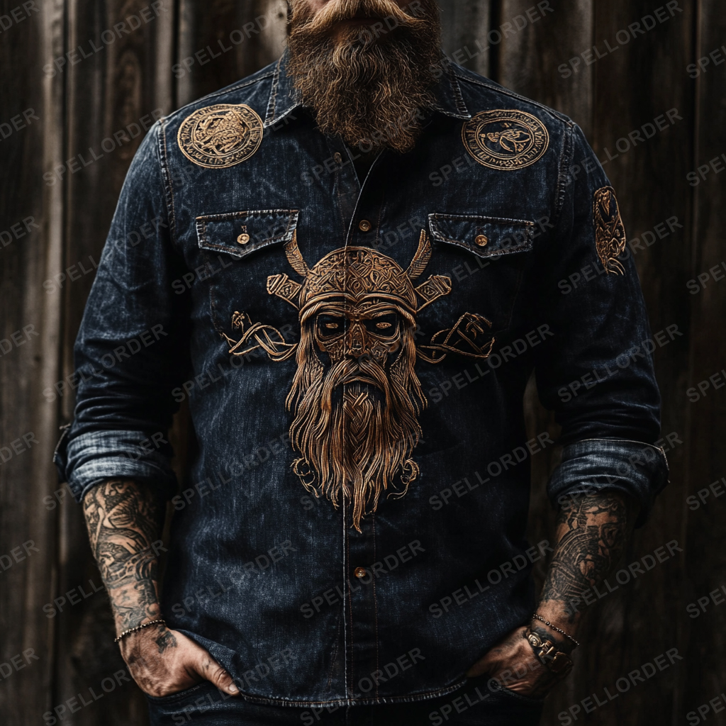 High end comfortable Retro Water-washed viking style leisure vacation long sleeve shirt
