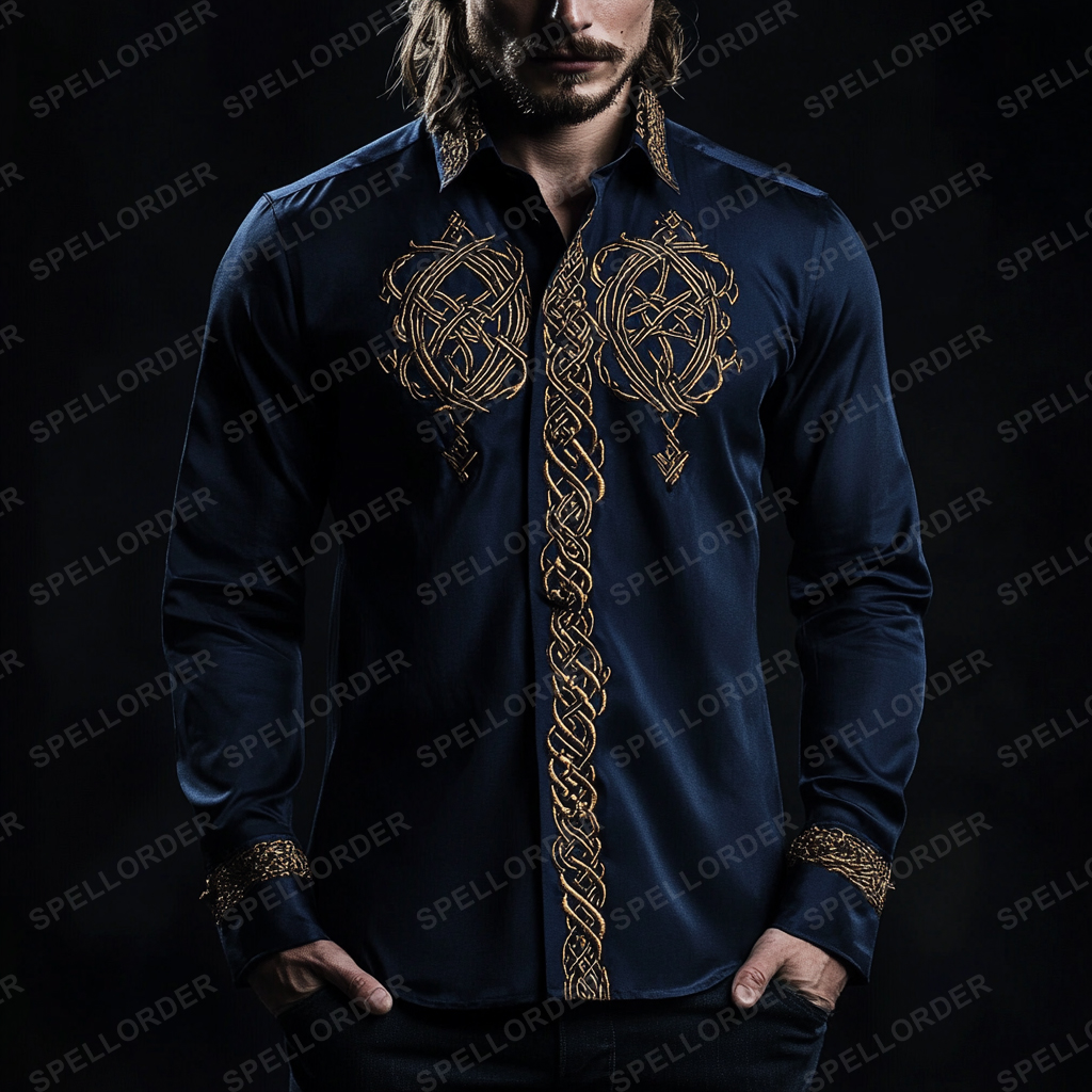 Luxury classic viking style outdoor vacation business casual long sleeve shirt