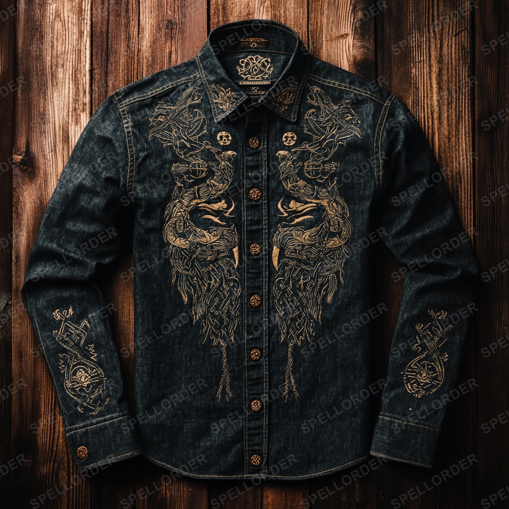 High end comfortable Retro Water-washed viking style leisure vacation long sleeve shirt