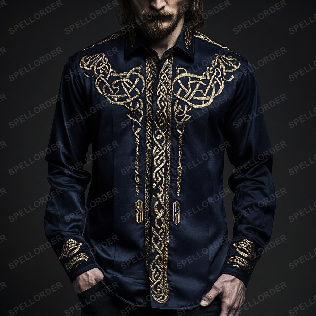 Luxury classic viking style outdoor vacation business casual long sleeve shirt
